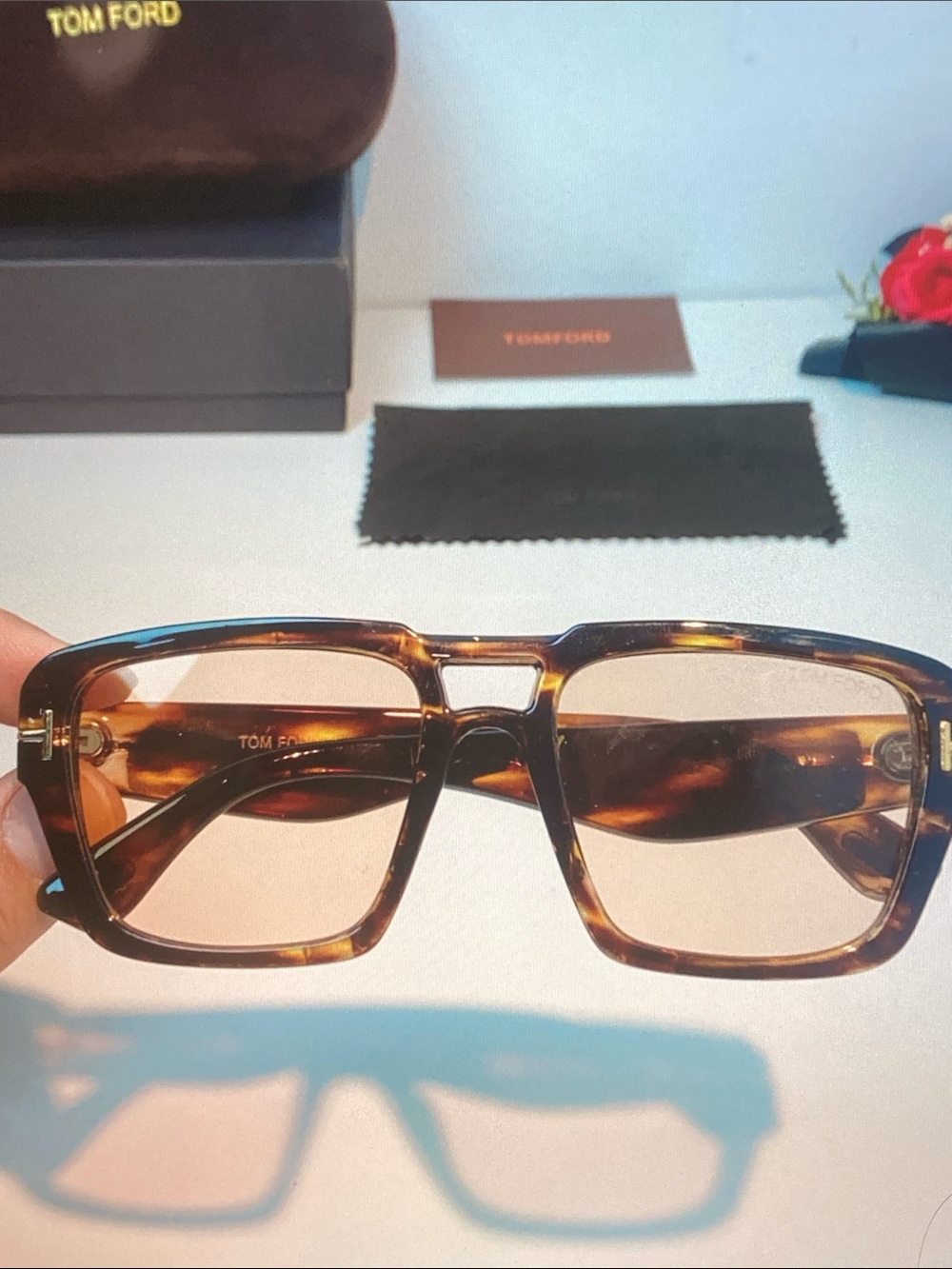 Tom Ford Black and Brown Patterned Sunglasses for Women